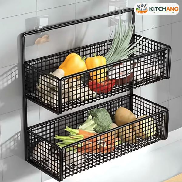 Wall Mounted Kitchen Storage Rack – No Drill Spice & Dish Organizer Shelf
